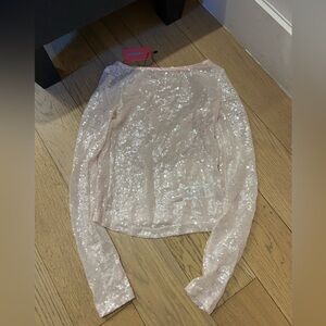 Edikted Sequin Long Sleeve - Light Pink